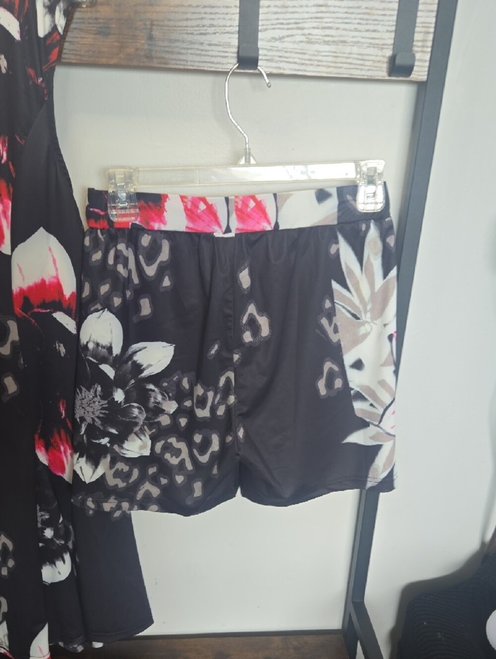SPANNER Black Floral Zip-Front Swim Dress with Matching Shorts - Picture 7 of 7